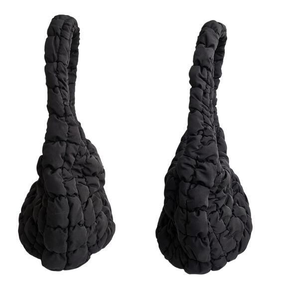 COS Quilted Mini Bag Black Puffer Purse Zip Top Hobo Handbag - Picture 3 of 9